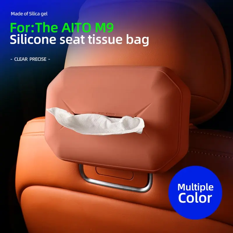 

Applicable To Aito M9 Silicone Seat Tissue Bag Car Seat Back-Hanging Tissue Box Original Car Color Matching Accessories