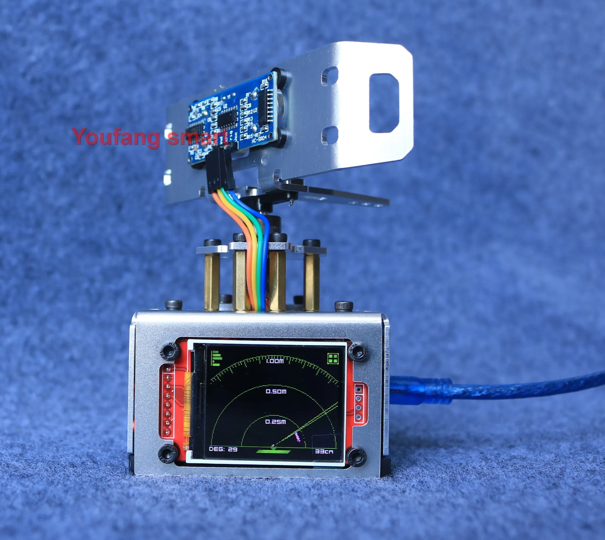 Robot de Radar ultrasónico, Detector de soporte de Metal para Arduino, Kit de bricolaje con pantalla de 1,8 pulgadas, NANO programable, Kit de Inicio