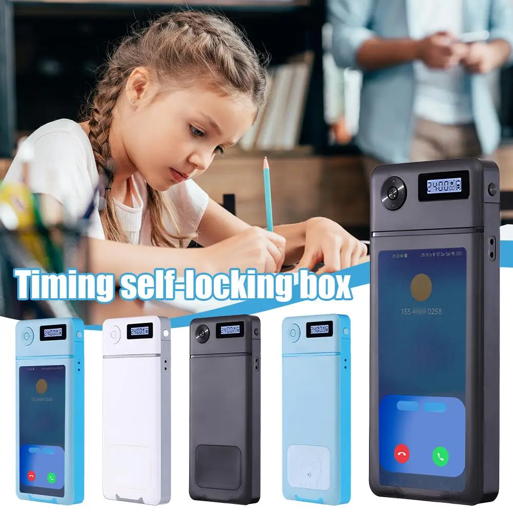 Students Phone Timed Lock Box Portable Smartphone Timer Timer Self-control Phone Timing Locker Box Addiction Phone Cel E9c4