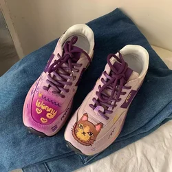 Purple Women's Shoes Cat New Thick Bottom Gump Shoes Soft Bottom Sneakers Luxury Shoes Woman Designer Sneakers Kawaii Vintage