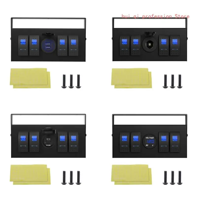 

Многофункциональная 4-клавишная панель переключателей с USB-зарядными устройствами и вольтметром