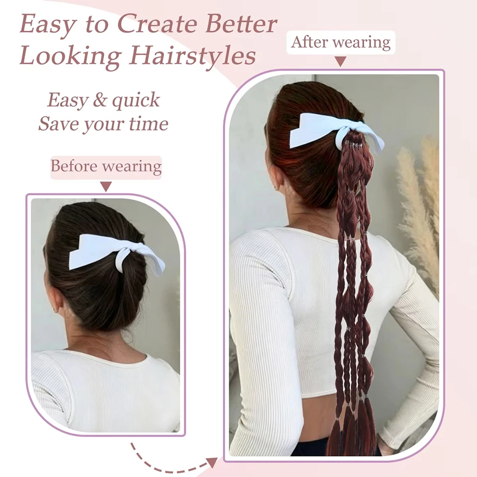 

24-дюймовые синтетические длинные плетеные пряди для волос с эффектом пузырьков, легкие, на резинке, аксессуары для париков для женщин, для вечеринок