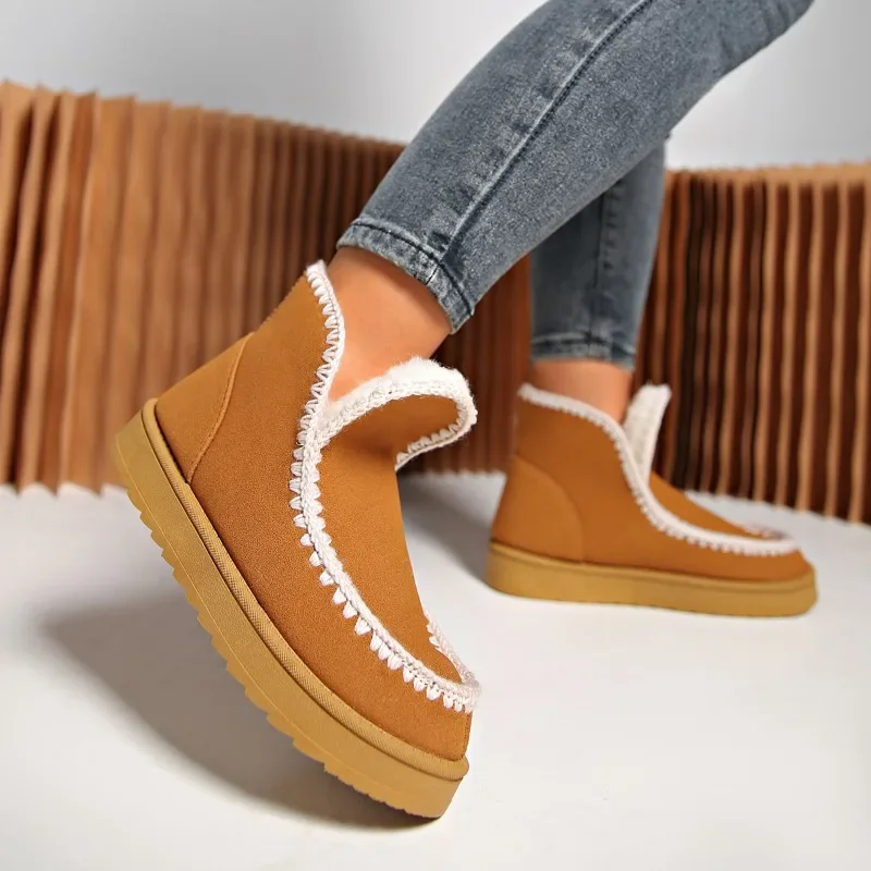 New fashion outdoor soft fluffy women's boots autumn and winter warm padded non-slip cotton boots casual flat platform