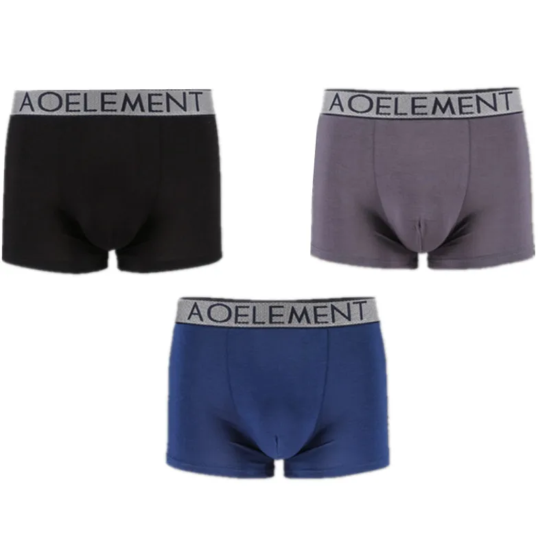 3-Pack Boxer Shorts Mens Modal Underwear Man Panties Bullet Separation Pouch Underpants Male Boxers Briefs Cueca Plus Size L-3XL