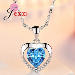 925 Sterling Silver Needle Heart Shape Pendant Necklace Pave Shiny AAA Cubic Zirconia Crystal Wedding Engagement Gift Wholesale
