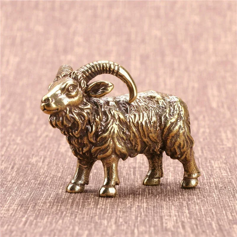 

Pure Copper Goat Small Ornaments Antique Copper Zodiac Animal Sheep Miniature Statue Home Decor Accessories Desktop Decoration