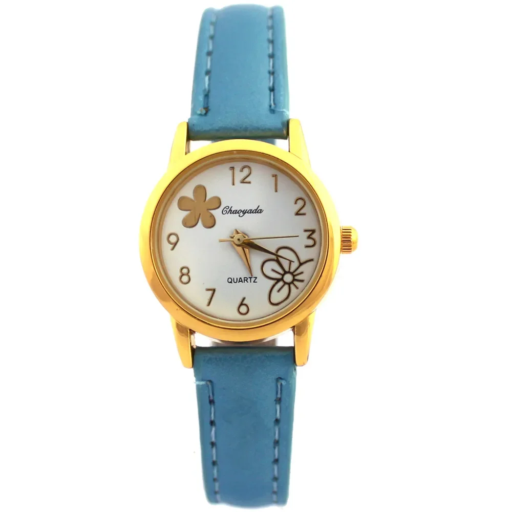 10 สีน่ารักน่ารักแฟชั่นดอกไม้สีขาวนาฬิกาผู้หญิงสายนาฬิกาหนังสีขาว Dial เลดี้ควอตซ์หญิงนาฬิกาข้อมือ U55