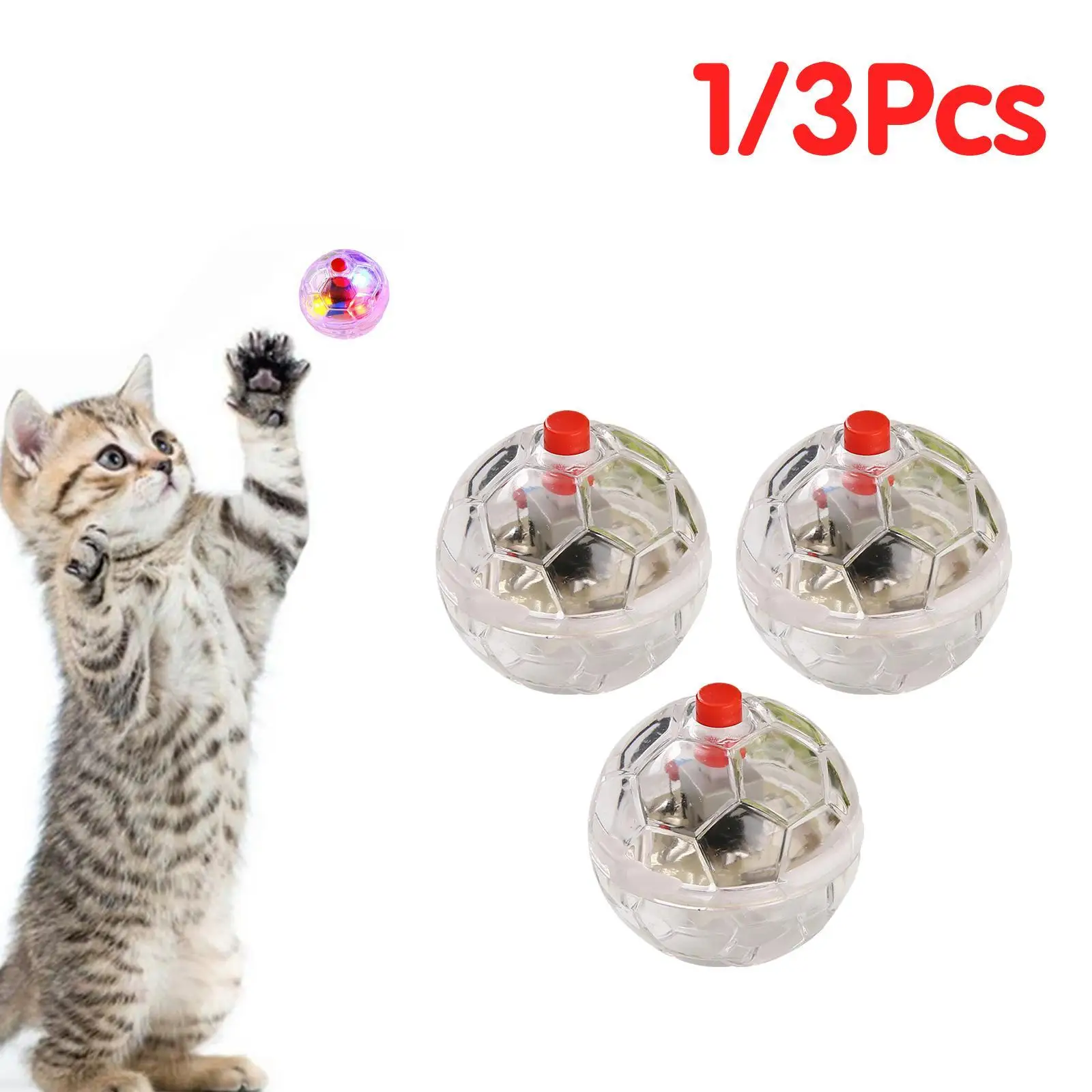 3Pcs Flash Ball Battery Powered Paranormal Equipment Portable Cat Small Motion Light Up Gift Interactive Pet Toy LED