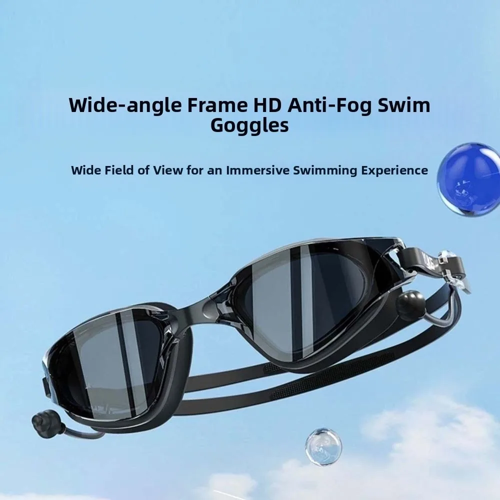 Waterproof Swimming Goggles Dazzling Colors Electroplating Swim Glasses with Earplugs Adjustable Silicone Anti-fog Swim Eyewear