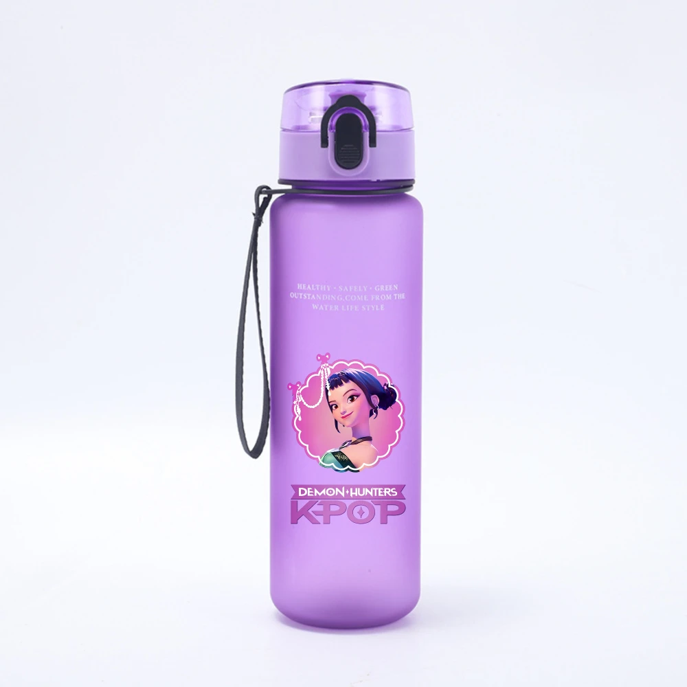 Botella de agua de plástico a prueba de fugas para deportes al aire libre, gran capacidad, KPop Demon Hunters, HUNTR/X Rumi Mira Zoey Jinu, 650ML