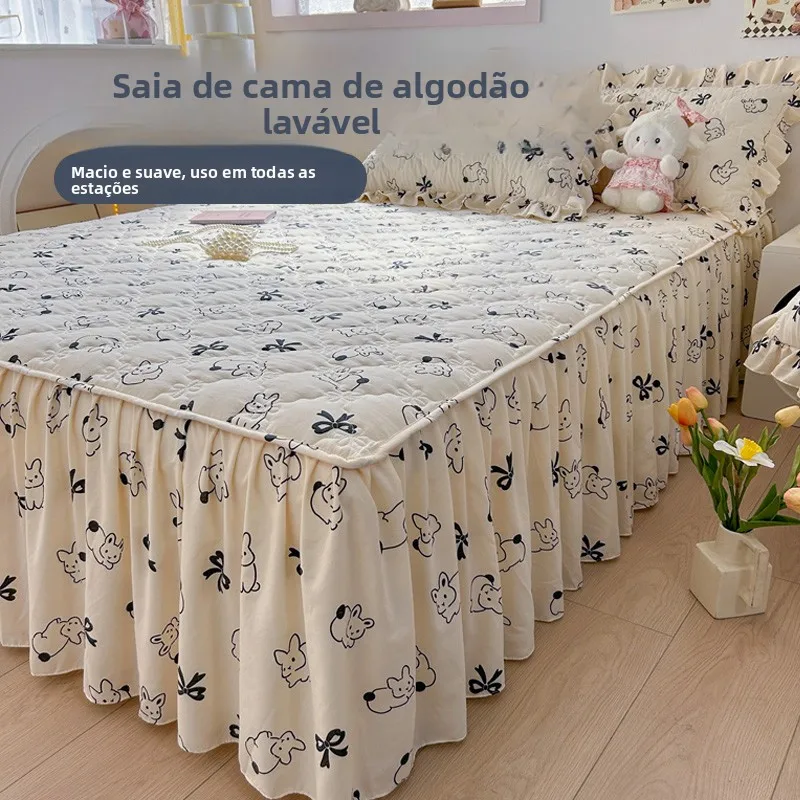 princess-style-bed-skirt-dustproof-washed-cotton-sandwich-high-rise-single-person-bed-cover-gown-anti-dirty-apron-design