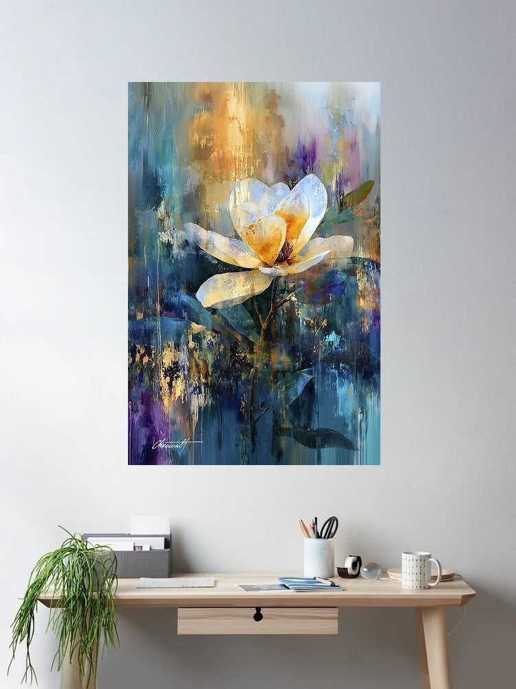 Chromat Arcanov Ivory Gardenia , Print Art Canvas Poster, Living Room, Home Wall Decor Picture