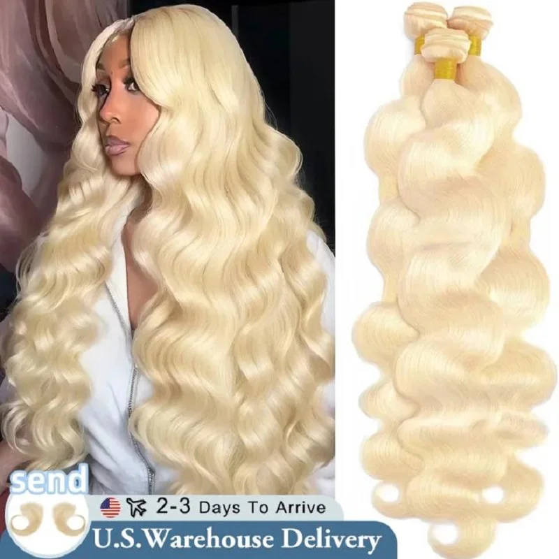 

613 Honey Blonde Colored Body Wave Bundles Human Hair 30 32 Inch Brazilian Wavy Colored Raw 100% Human Hair Bundles Extensions