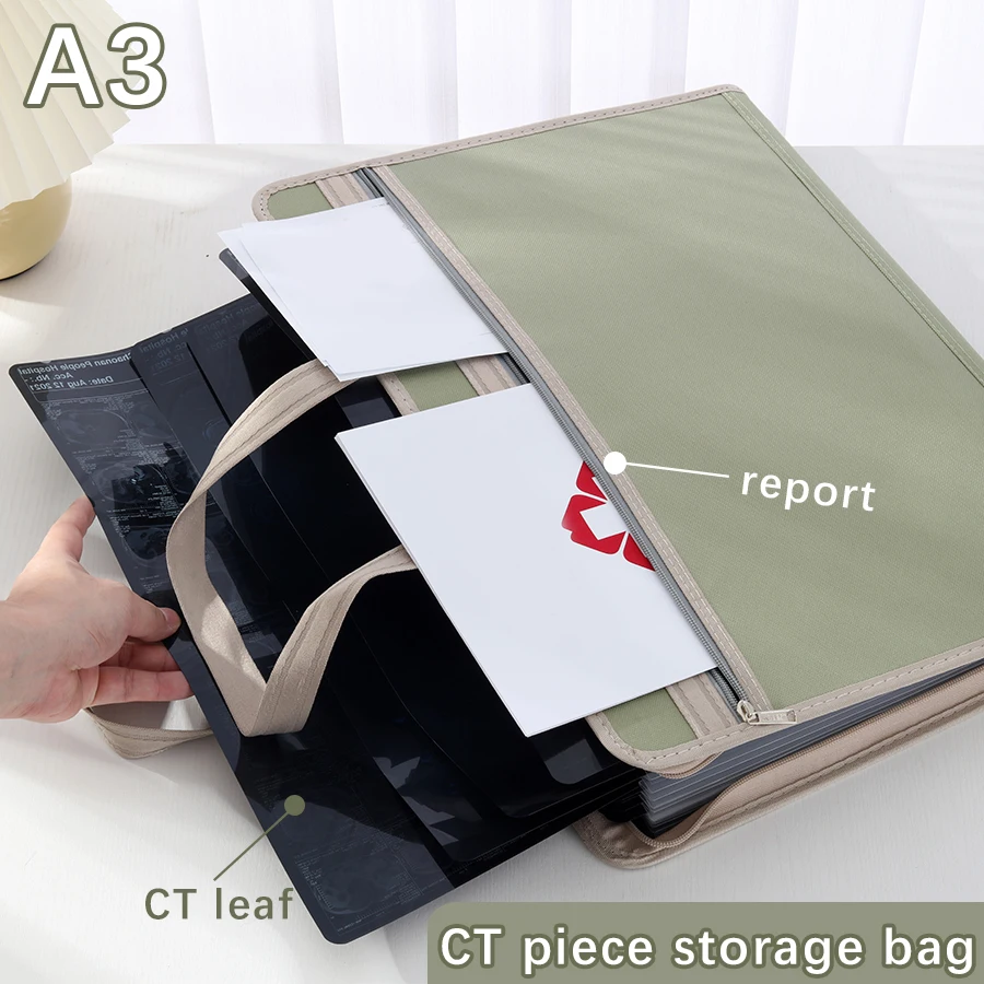 

CT Nuclear Magnetic Pack Oxford Cloth A3 File Folder Students Test Paper Clip 13Layers Portable Organ Bag Large Capacity