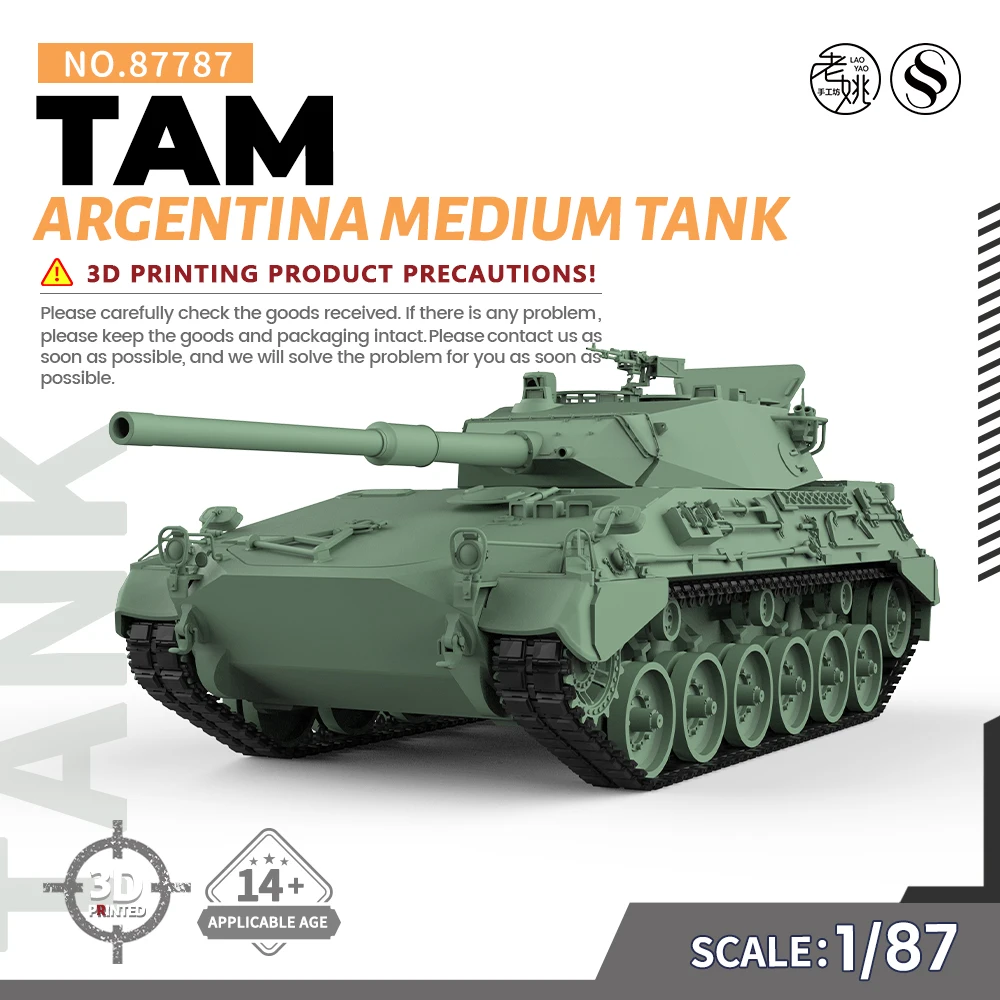 SSMODEL SS87787 1/87 HO Scale Railway Military Model Kit Argentina TAM Medium Tank Miniature Static model