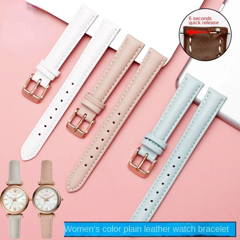 Women\'s Genuine Leather WatchBands for Casio Fossil Watch Band Folli Follie First Layer Leather Watch Strap 12mm 14mm 16mm