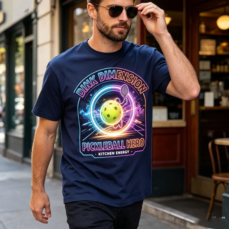 Pickleball T-Shirt Dink Dimension Pickleball Hero Kitchen Energy Funny Vintage Retro Neon Graphic Tee Men Women Casual