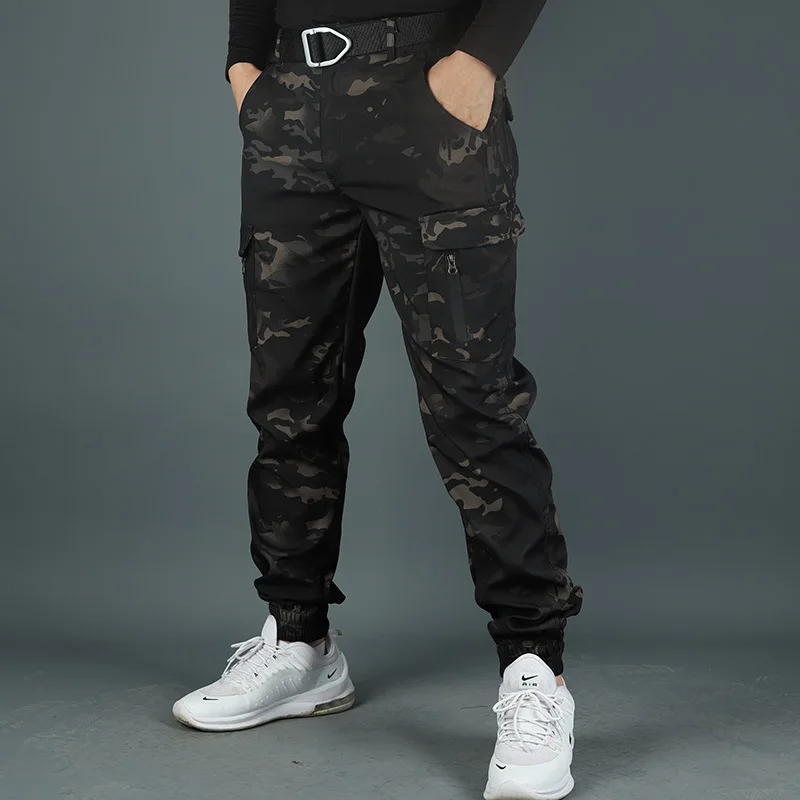 2025 Spring and Autumn Tactical Pants Men's Outdoor Slim Sports Slim Pants Outdoor Casual Overalls Camouflage Pants Trousers