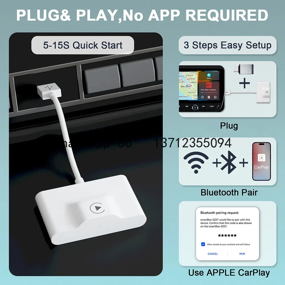 

Адаптер Carplay Беспроводной адаптер Apple CarPlay Android Auto Беспроводной ключ для проводного воспроизведения автомобилей на беспроводной Android Auto CarPlay Dongle