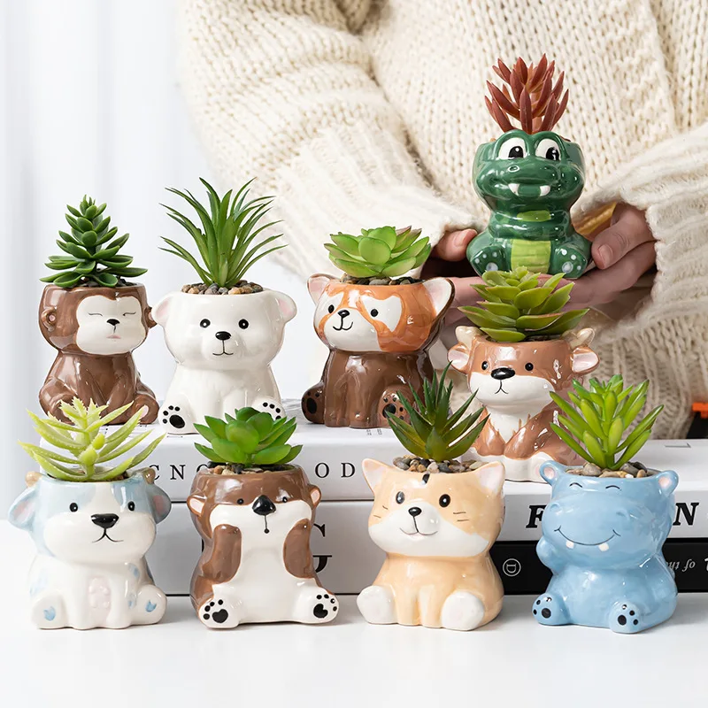 Cartoon Cute Fleshy Flowerpot Desktop Display Potted Container Decoration Gift Balcony Plant Ceramic Creativity