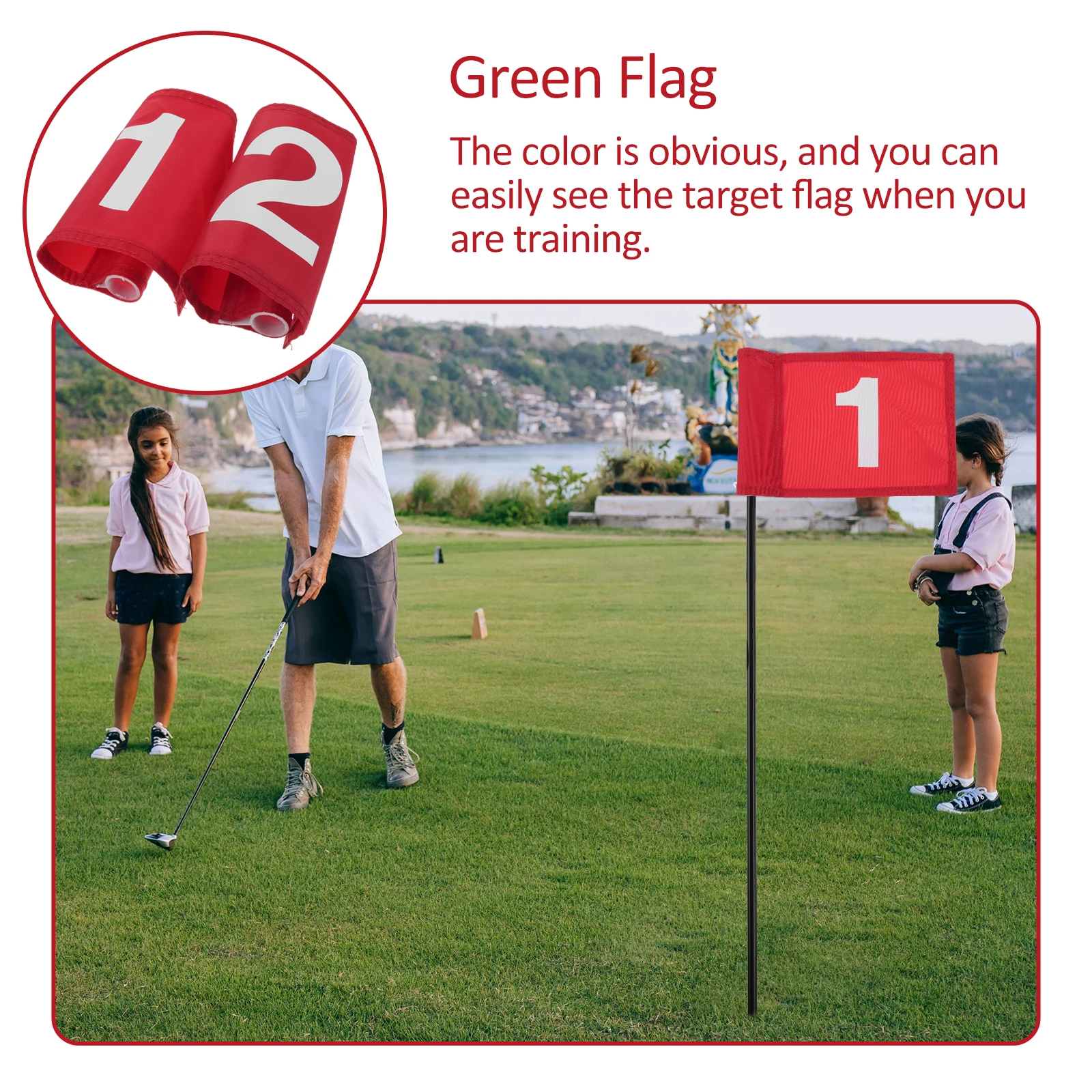 

2pcs Numbered Practice Training Flag Portable Training Accessories for Golfers Red Color Improve Accuracy