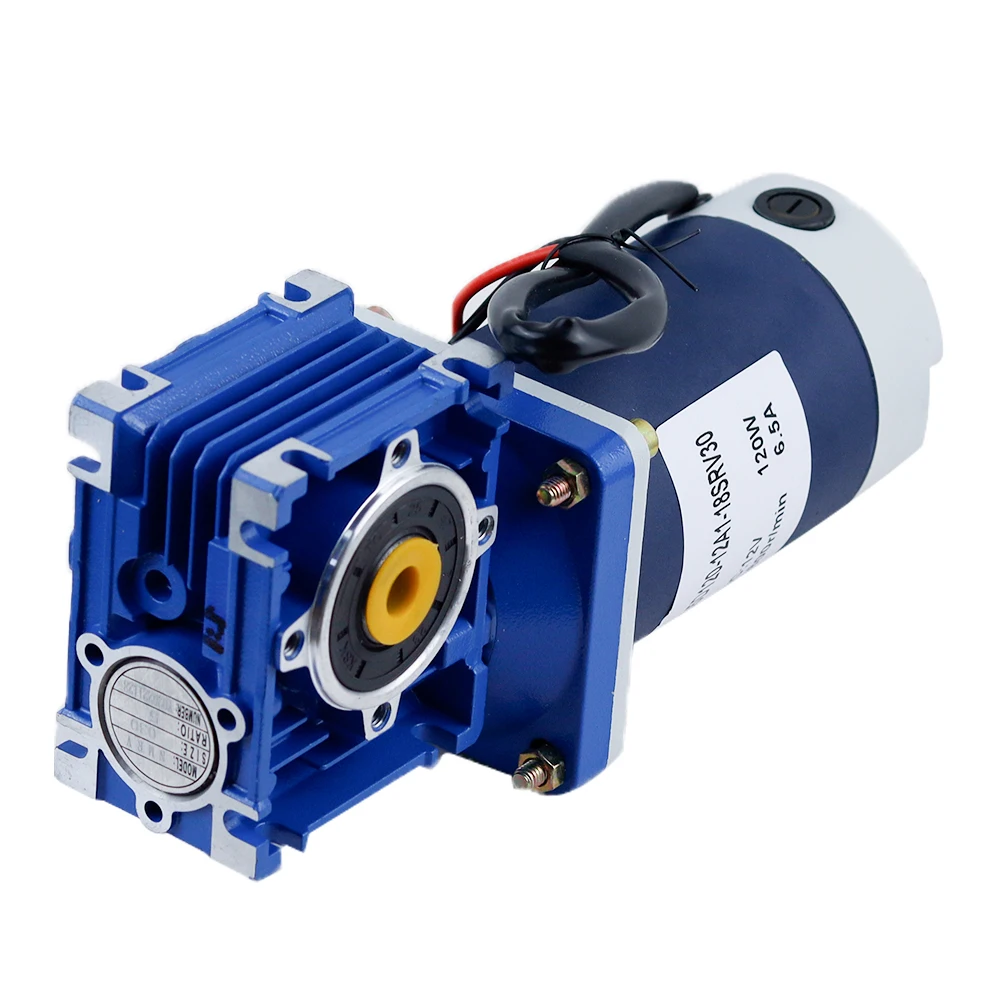 12V 24V 60W NMRV40 DC Worm Gear Motor with Single Output Shaft RV40 with Self-locking Adjustable-speed CW CCW High Torque