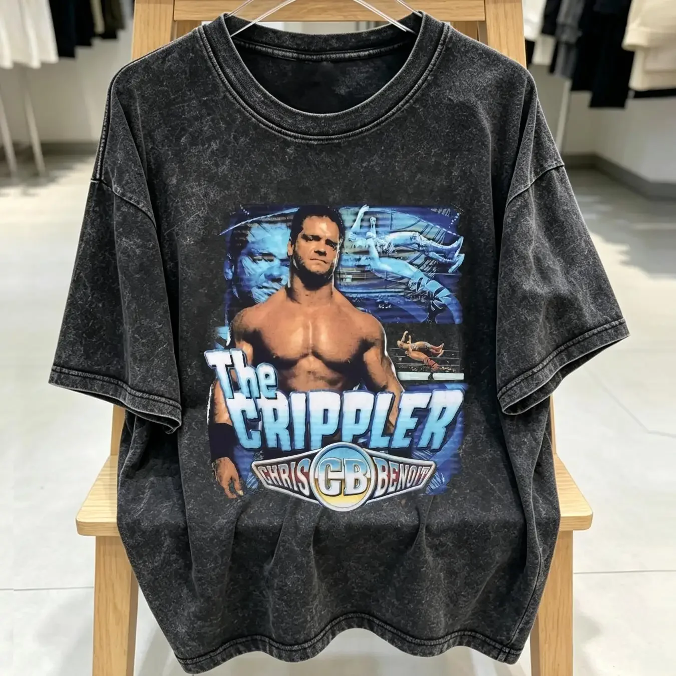 washed T Shirt Chris Benoit The Crippler Popular Wrestler Sports Fan 3A848 vintage Washed designer clothes Versatile graphic