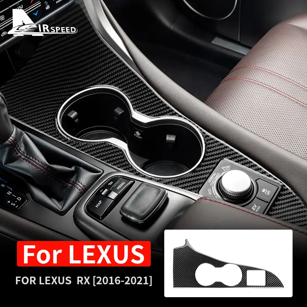 For Lexus RX 300 350h 450h 2016 2017 2018 2019 2020 2021 Real Soft Carbon Fiber Accessories LHD RHD Car Water Cup Holder Sticker