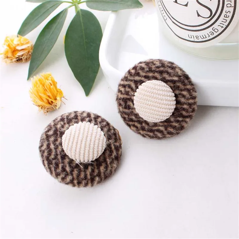 Autumn Winter New 2026 Vintage Velvet Button Lattice Stud Earrings Simple Round Statement Earrings For Women Bijoux Jewelry Gift