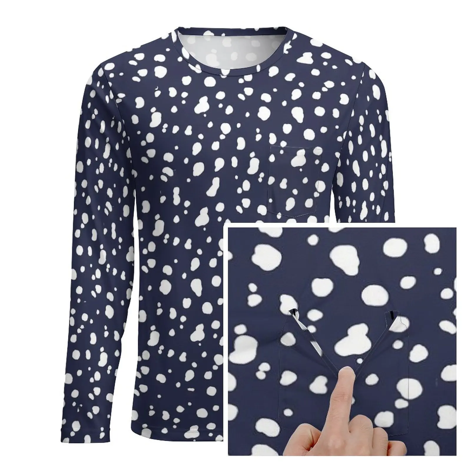 Dalmatian Print T Shirt Autumn Blue and White Kawaii T Shirts Man Fashion Custom Tee Shirt Large Size 4XL 5XL