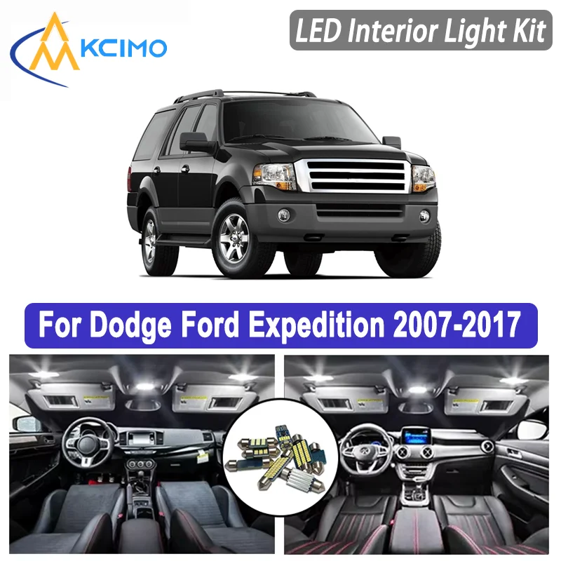 Interior Light Bulb Kit For Dodge Ford Expedition 2007-2017 Dome Map Door LED Lights Replacement Front and Rear Cabin