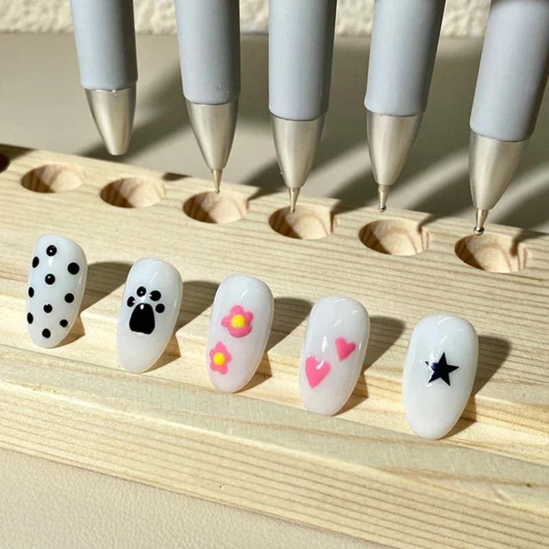 Pluma de diamante para punta de uñas, adorno 4 en 1, pincel giratorio para pintura de punta de uñas, herramienta artística de diseño de bolígrafo, pintura de punta de manicura