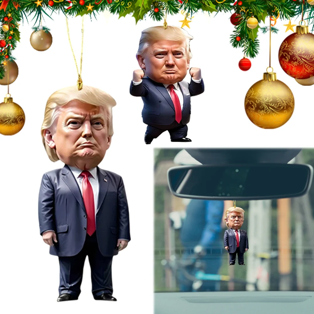 Donald Trump Christmas Ornament Acrylic Christmas Tree Pendant Funny Donald Trump Pendant for Christmas Tree Home Car Decor