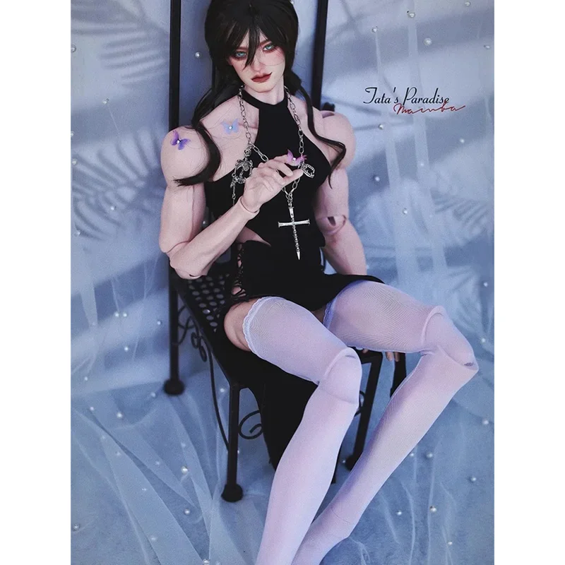 Robe de poupée BJD noire, robe longue sexy à bretelles creuses foncées, style cheongsam, pour poupées 1/3 POPO68 ID75, accessoires (sans poupée)