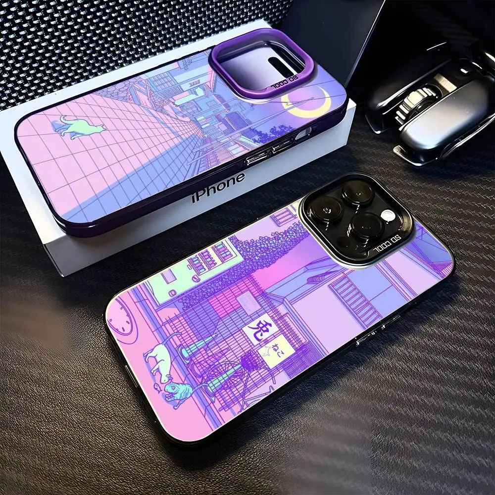

Vaporwave Phone Case For iPhone17,16,15,14,13,12,11 Plus,Pro Max Purple Matte Shockproof Cover