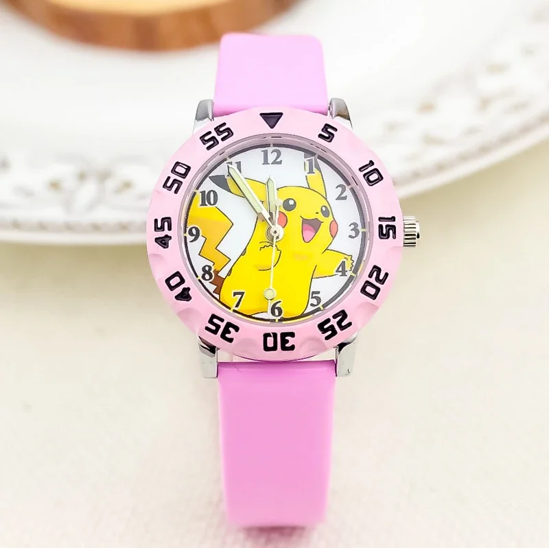 Anime Pokemon Pikachu Children Watch Quartz Leather Wrist Watches Clcok Boys Girls Watches Pikachu Figure Christmas Gifts Toys