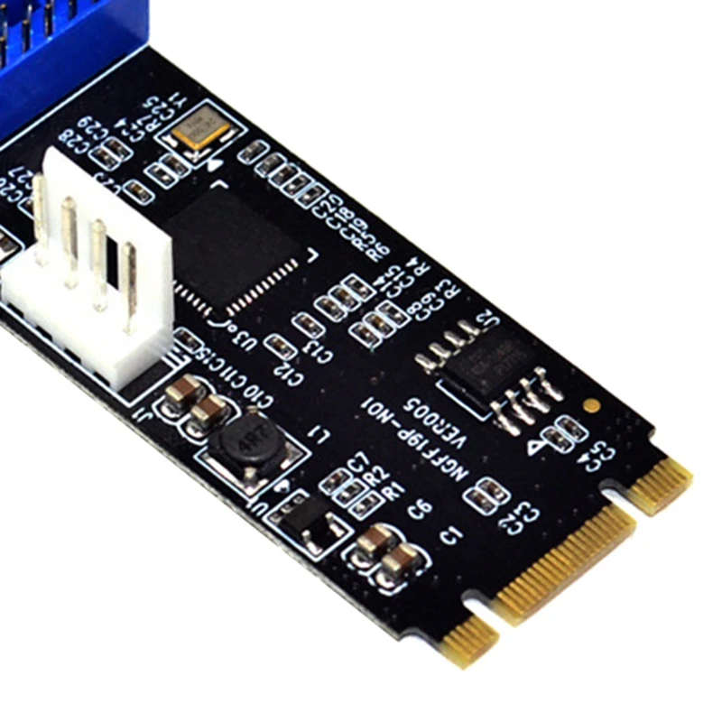 M.2 NGFF NVME To USB 3.0 19Pin Expansion Card NGFF To 2 Port USB3.0 Expansion Card Adapter IDE 4PIN Power Supply