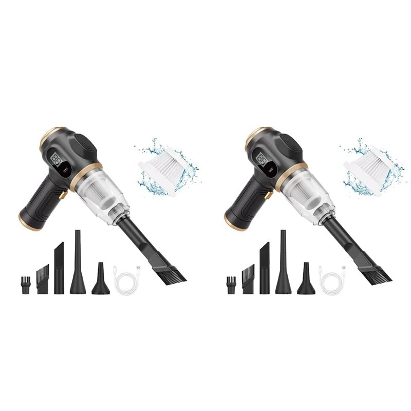 2X 2-In-1 Car Vacuum Cleaner And Blower High-Powered Suction 4000Mah Rechargeable For Comprehensive Car Cleaning