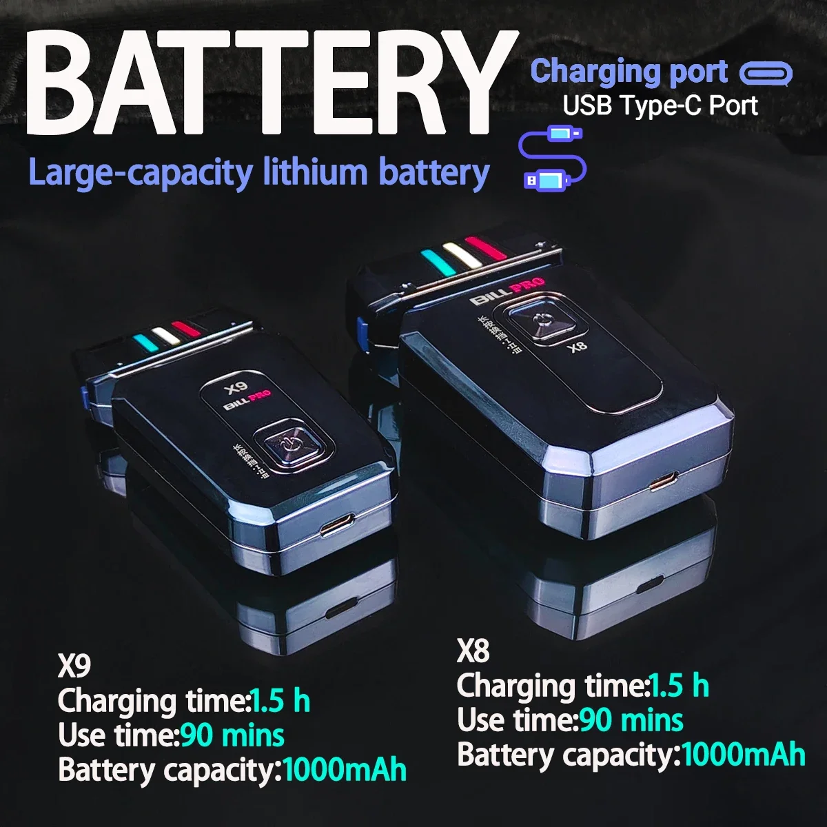 BILLPRO X8 X9 3 سرعات ماكينة حلاقة احترافية لتشذيب الشعر الأزرق المطلي بالتيتانيوم سكين شبكة رقيقة جدا مقص الشعر للرجال اللحية