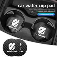 2pcs Car Carbon Fiber Water Cup Mat Coaster Non Slip Pad For Toyota Alphard Vellfire 30 Series 2017 2018 2019 2020 2021