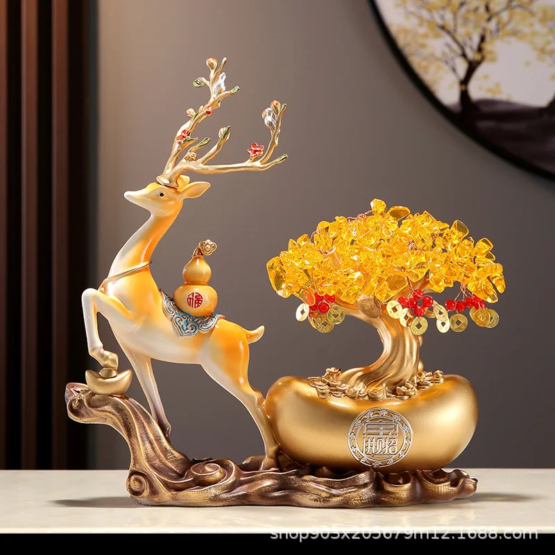 

Creative Fu Lu Zhaocai decoration wine cabinet living room new Chinese decorations TV cabinet fortune tree new home gifts