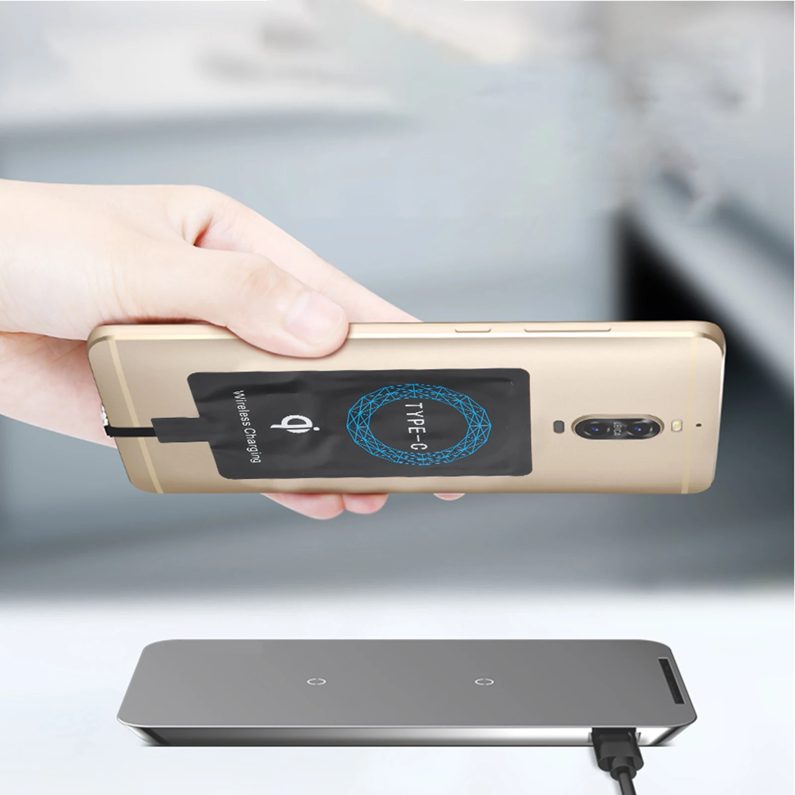 Type‑C QI Wireless  Self‑adhesive Sticker Charging Receiver for Mobile Phone Charging Receiver Charging Sticker