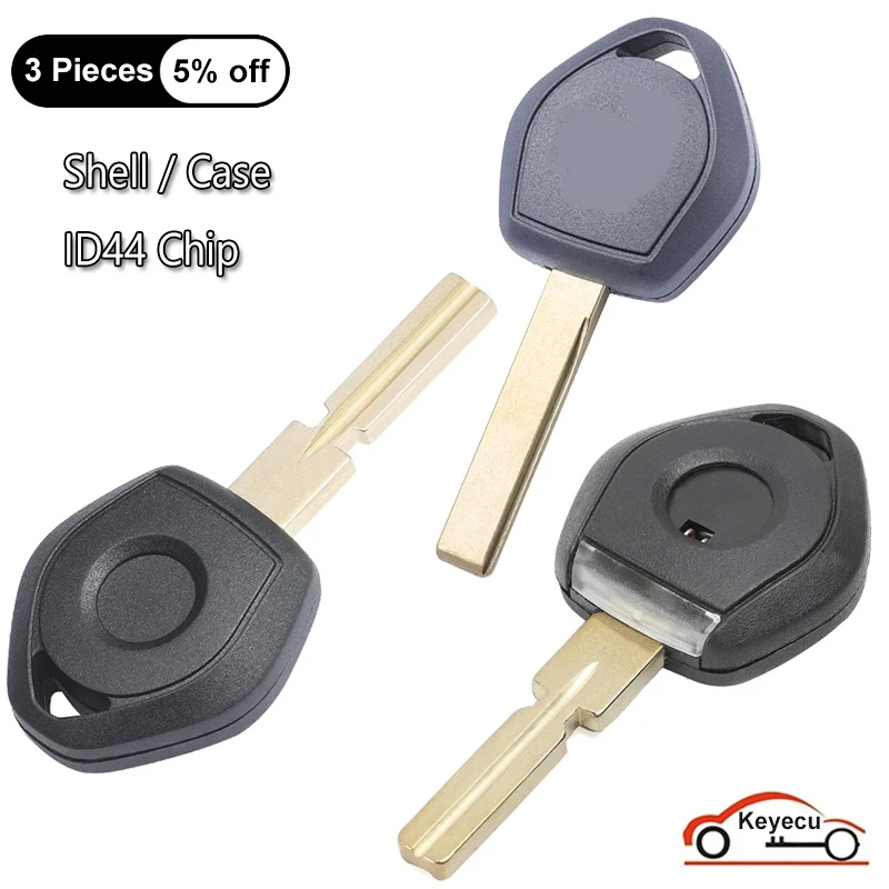 KEYECU for BMW 1999 2000 2001 2002 2003 2004 2005 Uncut Transponder Ignition Key Shell Cover With HU58 HU92 Blade Fob ID44 Chip