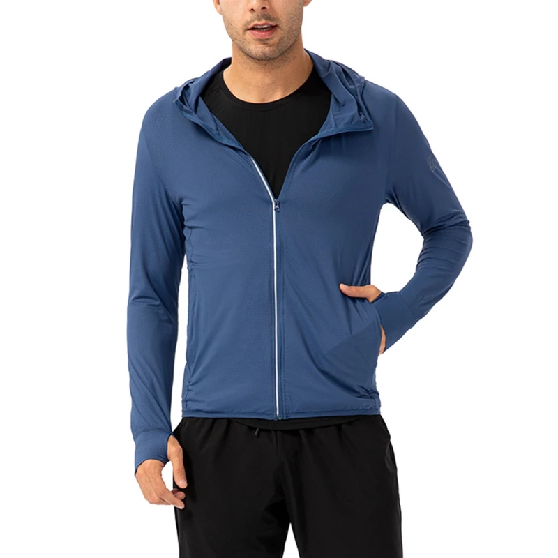 Men's Summer Sunscreen Long Sleeves Jacket Thin Breathable Outdoor Sports Anti-UV UPF50+ Coat