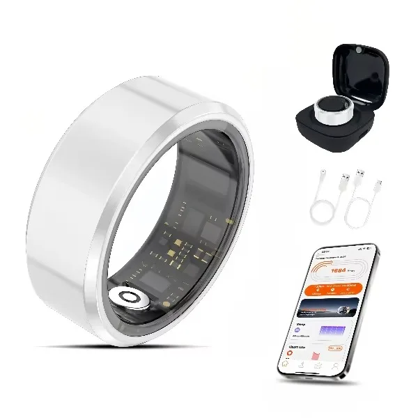 Casatelier White Ceramic Smart Ring Accurate SpO2 Heart Rate Sleep Tracker Long Battery Life IP68 Waterproof Couple Gift