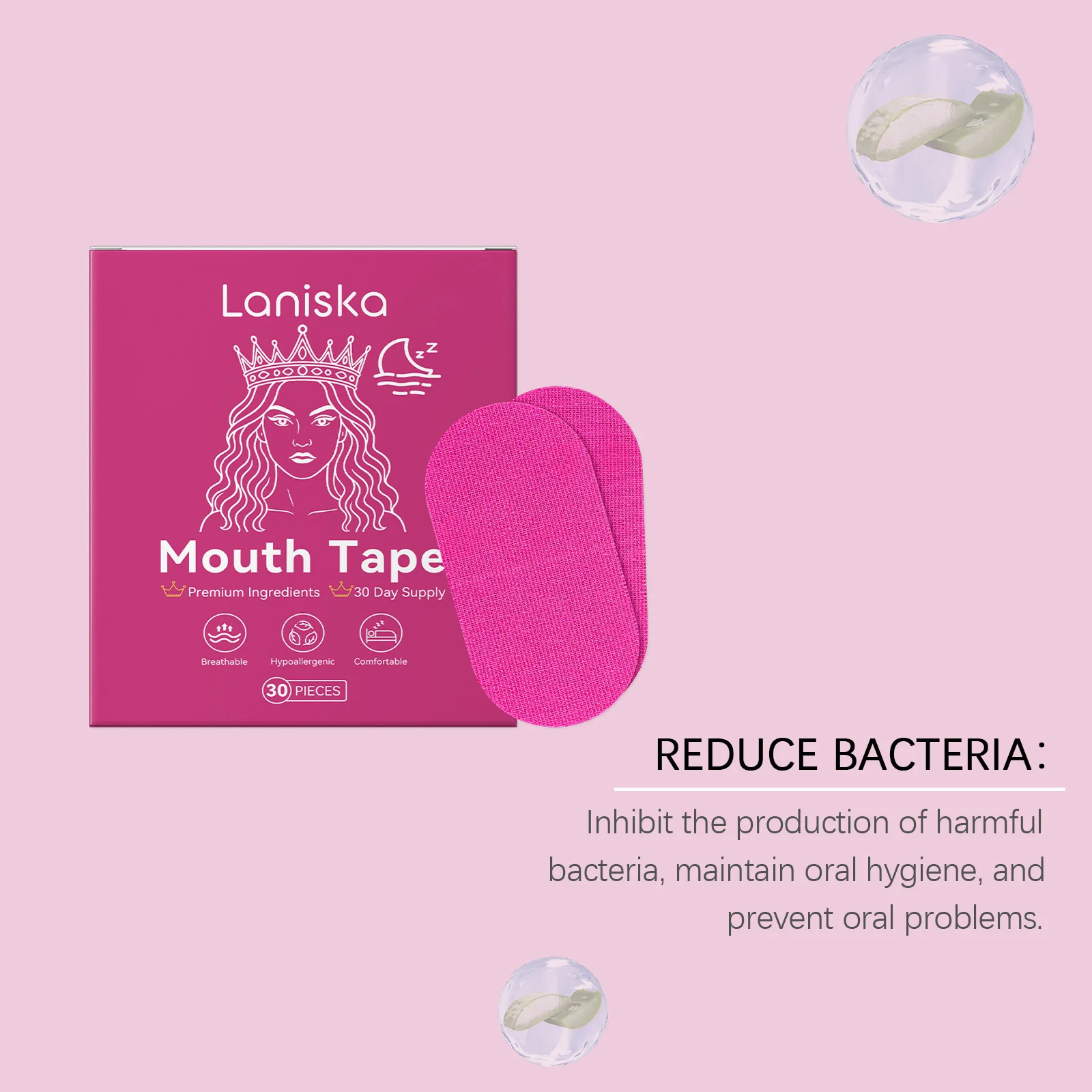 

Laniska Lavender Stop Snoring Sleep Patch Enhance Breathing Easy Use Mouth Tape Children Adult Correction Night Sleep Care Patch