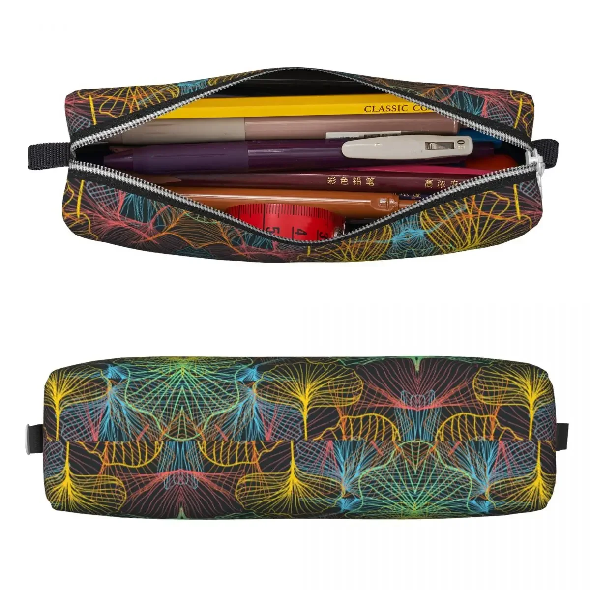 Retro Pencil Case Colorful Ginkgo Biloba Pencil Pouch Super Leaves Print School Pencil Cases Child Zipper School Supplies