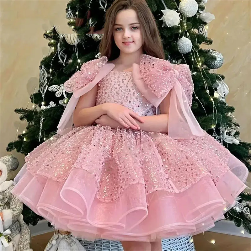 Gorgeous and elegant social streaming new year dress girl wedding evening dress bowlla and fluffy ball clothing white wedding dr