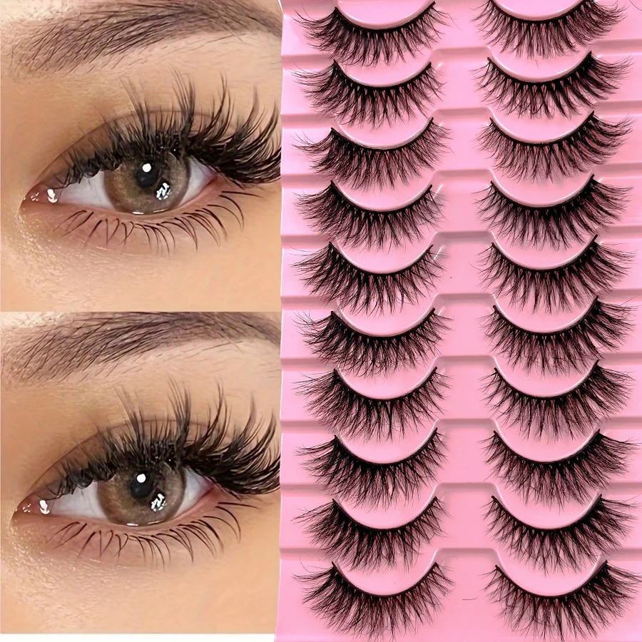 10 paia di ciglia finte visone finto 3D occhio di volpe: antiallergico, stile occhio di gatto completo, possono migliorare la lunghezza dell'occhio