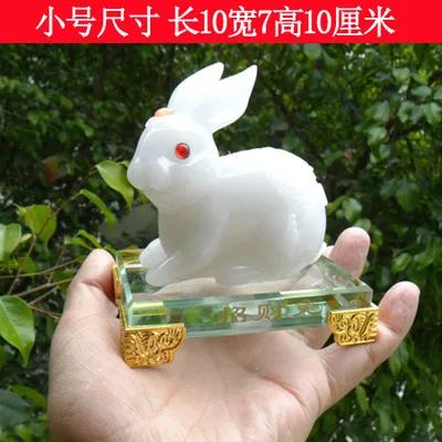 Crafts Zhaocai jade rabbit ornaments Zodiac rabbit creative ornaments wedding gifts little white rabbit white jade rabbit orname